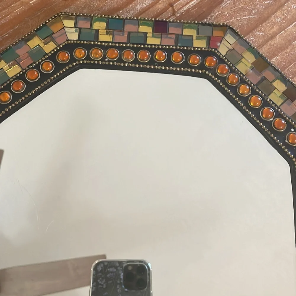 Party Lite Colorful Mosaic Fusion 12” Octagonal Wall Mirror or candle holder